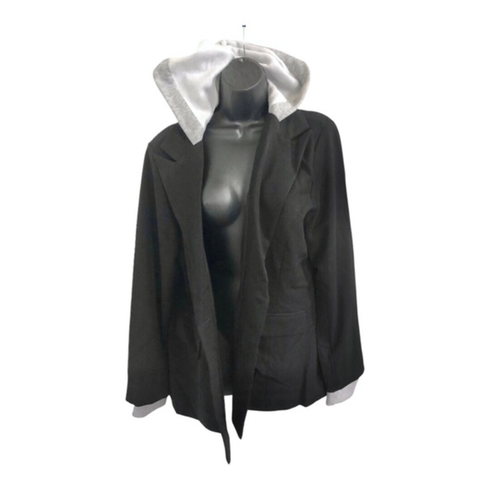Steve Madden hourglass gray‎ hoodie hooded black slouchy blazer Size large new